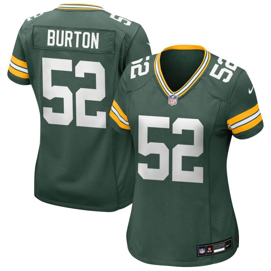 Jager Burton Women’s Nike Green Green Bay Packers Custom Game Jersey