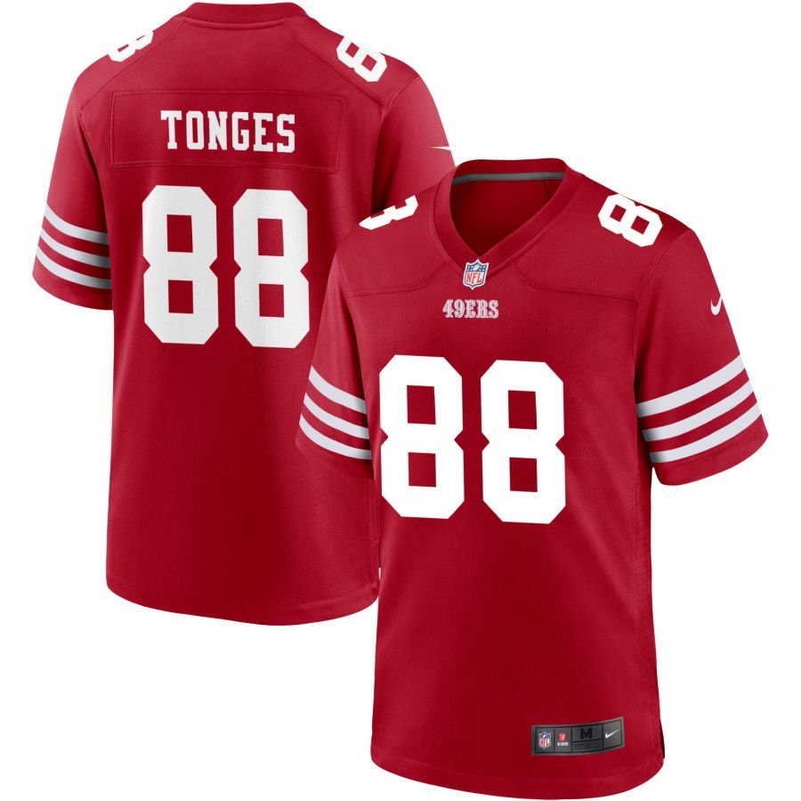 Jake Tonges Men’s Nike Scarlet San Francisco 49ers Custom Jersey