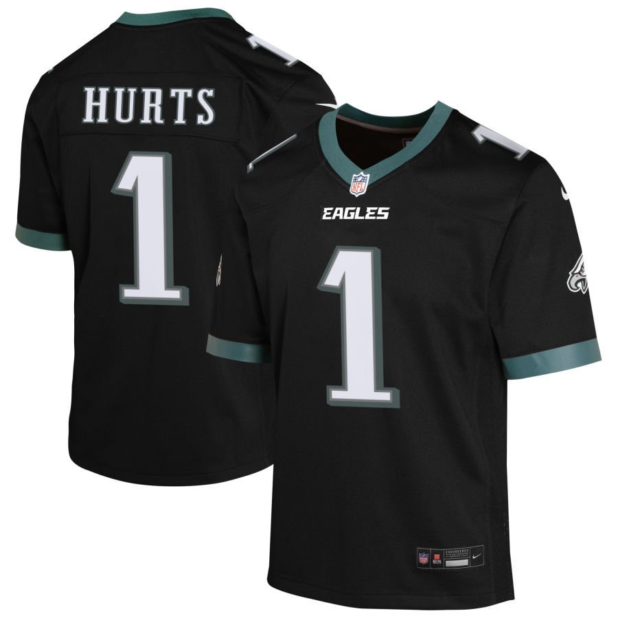 Jalen Hurts Youth Nike Black Philadelphia Eagles Alternate Custom Game Jersey