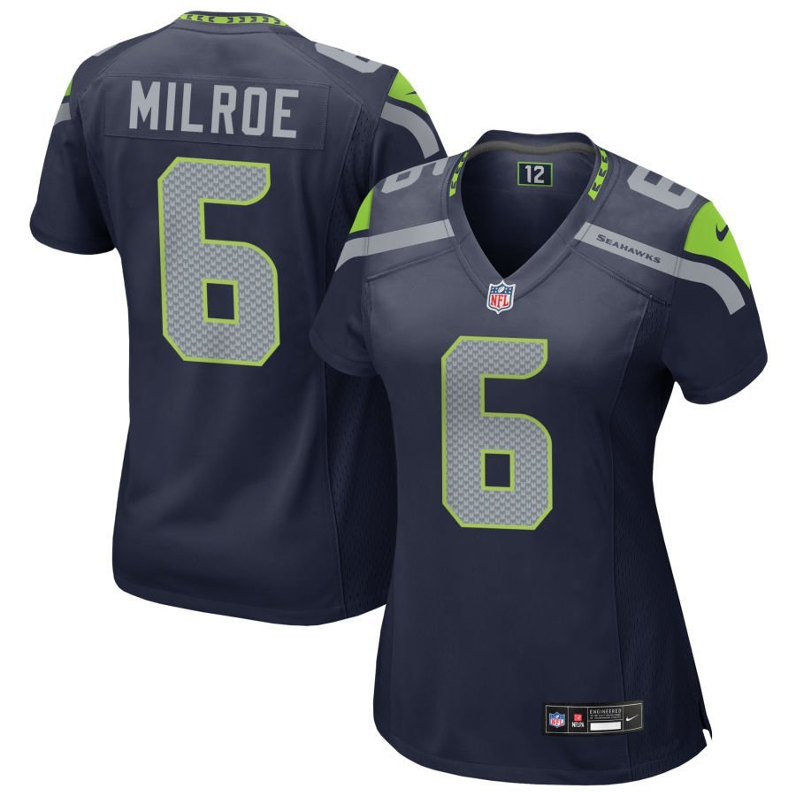 Jalen Milroe Women’s Nike College Navy Seattle Seahawks Custom Game Jersey
