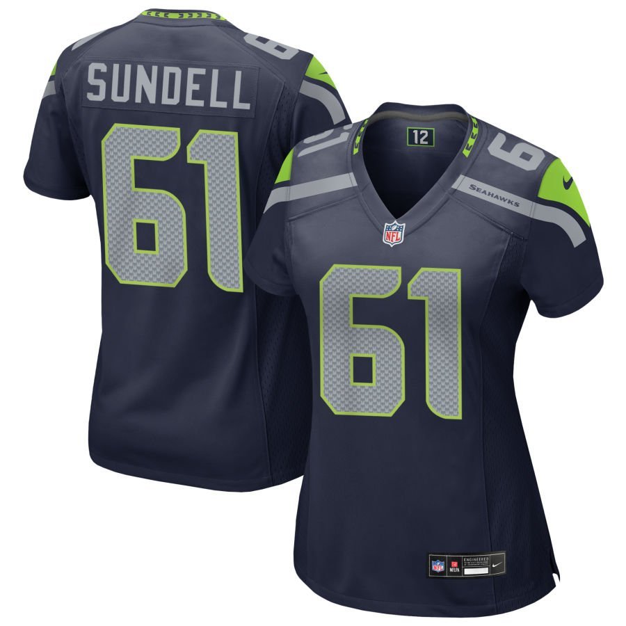 Jalen Sundell Women’s Nike College Navy Seattle Seahawks Custom Game Jersey
