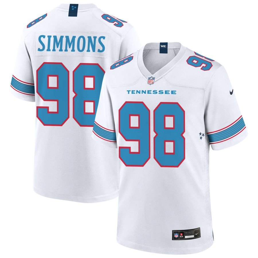 Jeffery Simmons Youth Nike White Tennessee Titans Game Custom Jersey