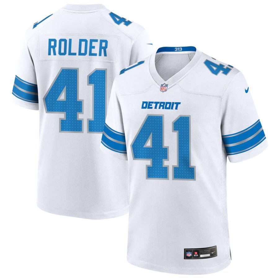 Jimmy Rolder Men’s Nike White Detroit Lions Custom Game Jersey