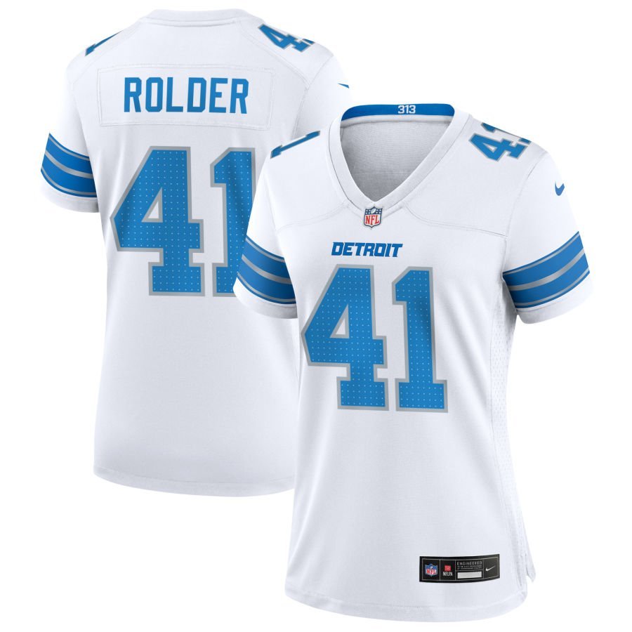Jimmy Rolder Women’s Nike White Detroit Lions Custom Game Jersey