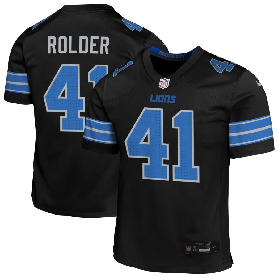 Jimmy Rolder Youth Nike Black Detroit Lions Alternate Custom Game Jersey
