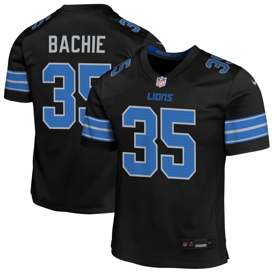 Joe Bachie Youth Nike Black Detroit Lions Alternate Custom Game Jersey