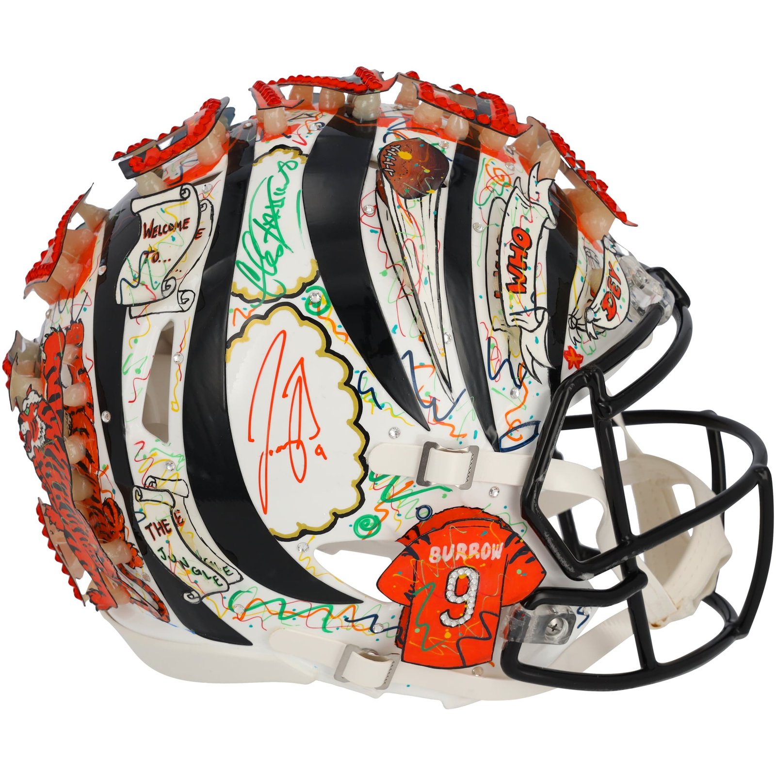Joe Burrow Cincinnati Bengals Autographed 2022 Alternate Riddell Speed Authentic Helmet – Art by Charles Fazzino – XP14013001