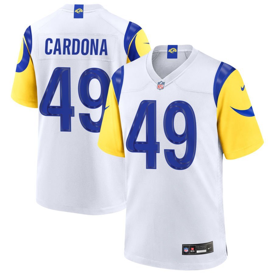 Joe Cardona Men’s Nike White Los Angeles Rams Custom Game Jersey