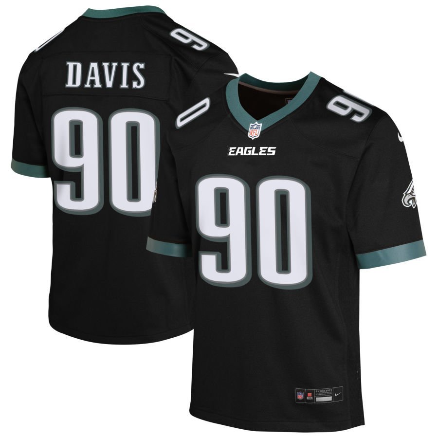 Jordan Davis Youth Nike Black Philadelphia Eagles Alternate Custom Game Jersey