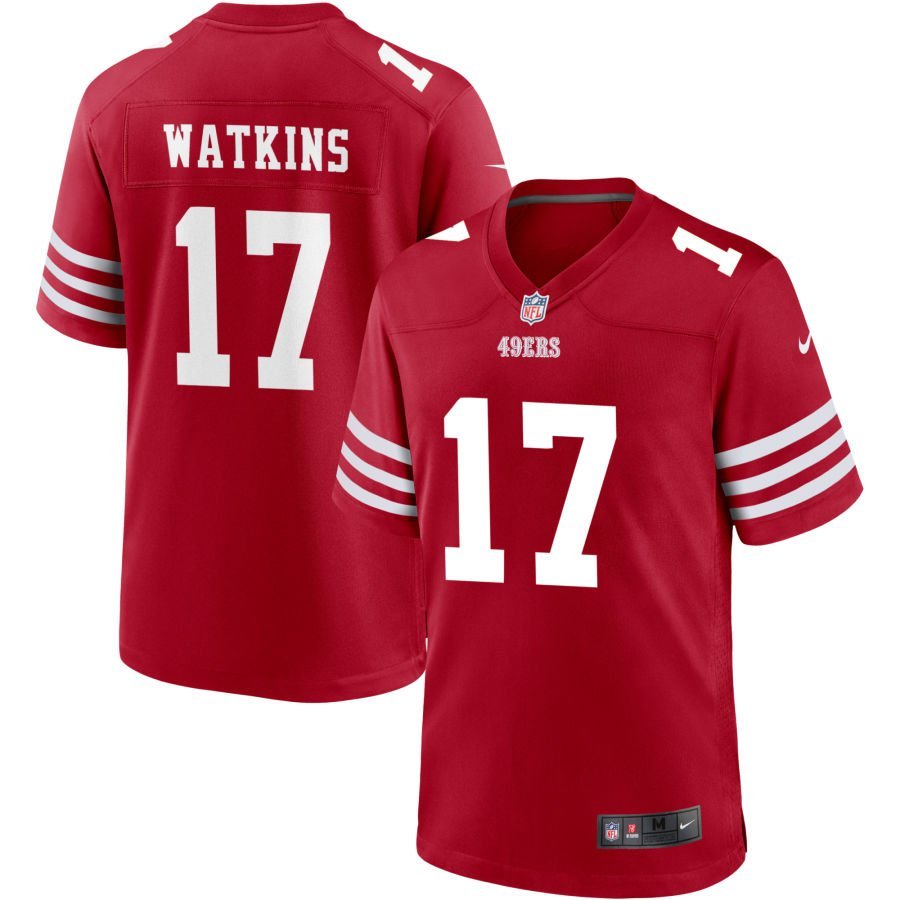 Jordan Watkins Men’s Nike Scarlet San Francisco 49ers Custom Jersey