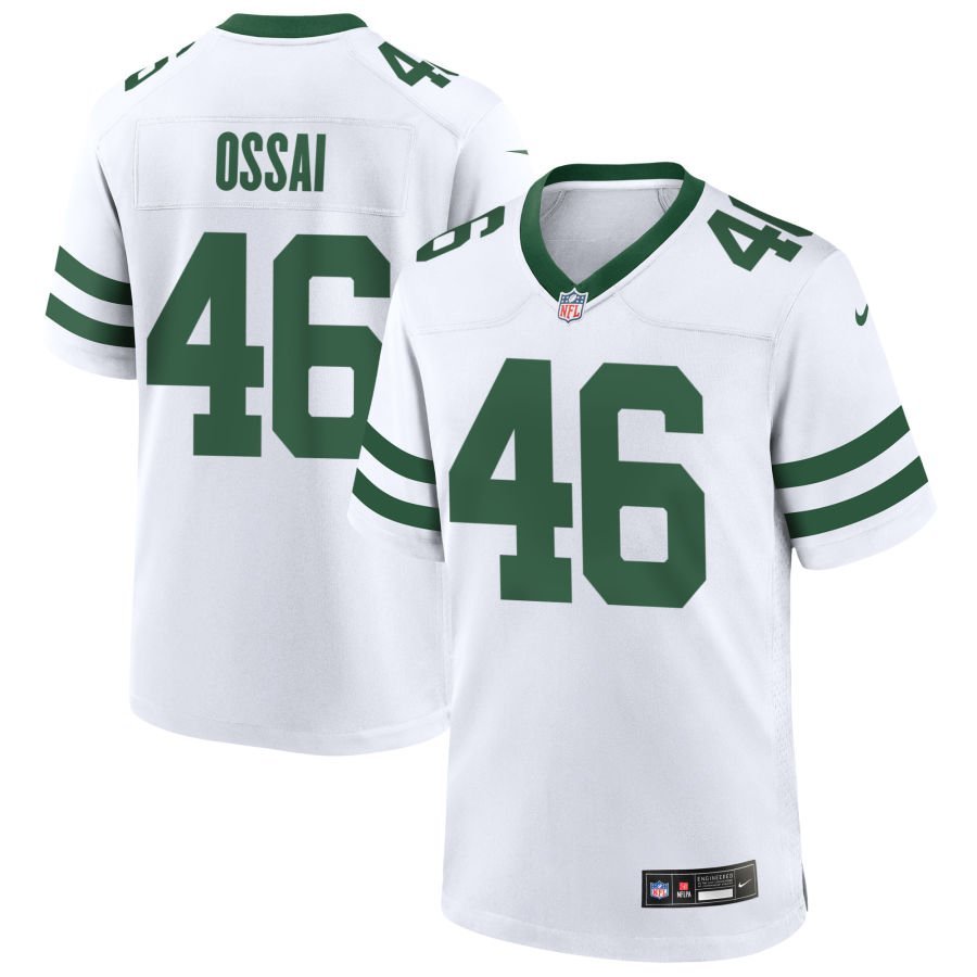 Joseph Ossai Men’s Nike Legacy White New York Jets Custom Game Jersey