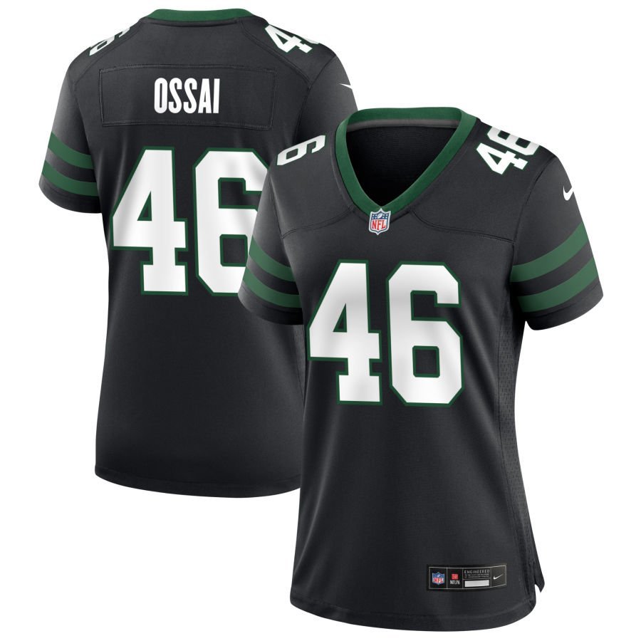 Joseph Ossai Women’s Nike Legacy Black New York Jets Alternate Custom Game Jersey