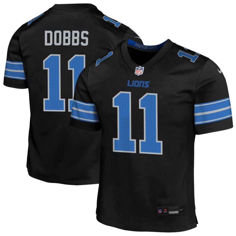 Joshua Dobbs Youth Nike Black Detroit Lions Alternate Custom Game Jersey