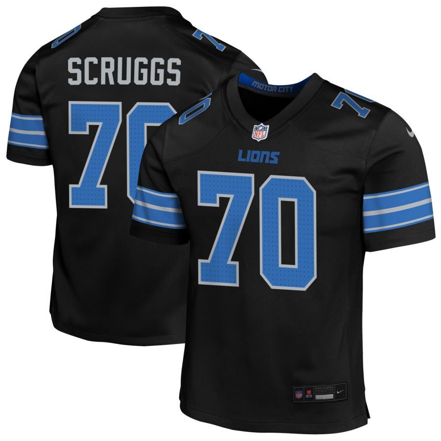 Juice Scruggs Youth Nike Black Detroit Lions Alternate Custom Game Jersey