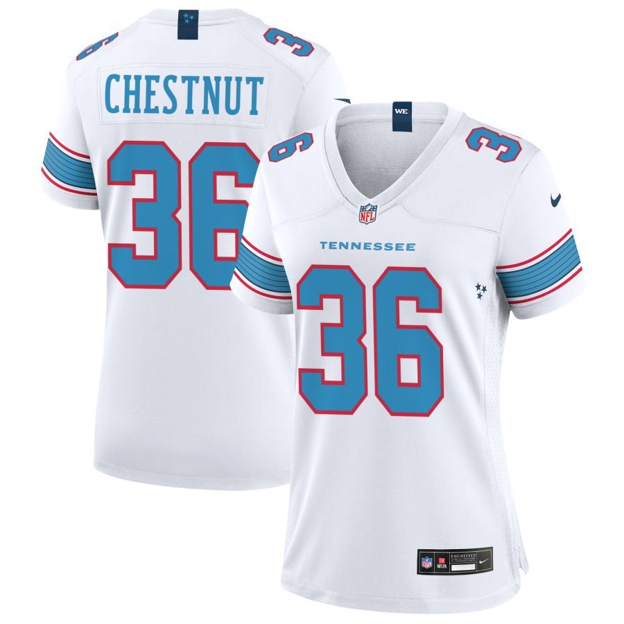 Julius Chestnut Women’s Nike White Tennessee Titans Game Custom Jersey