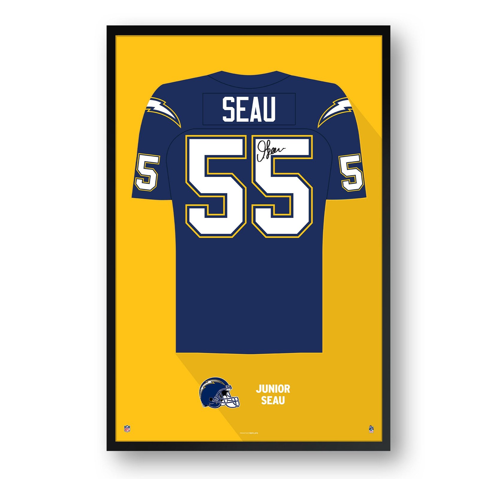Junior Seau Los Angeles Chargers Framed 27″ x 39″ Retired Jersey Art Print