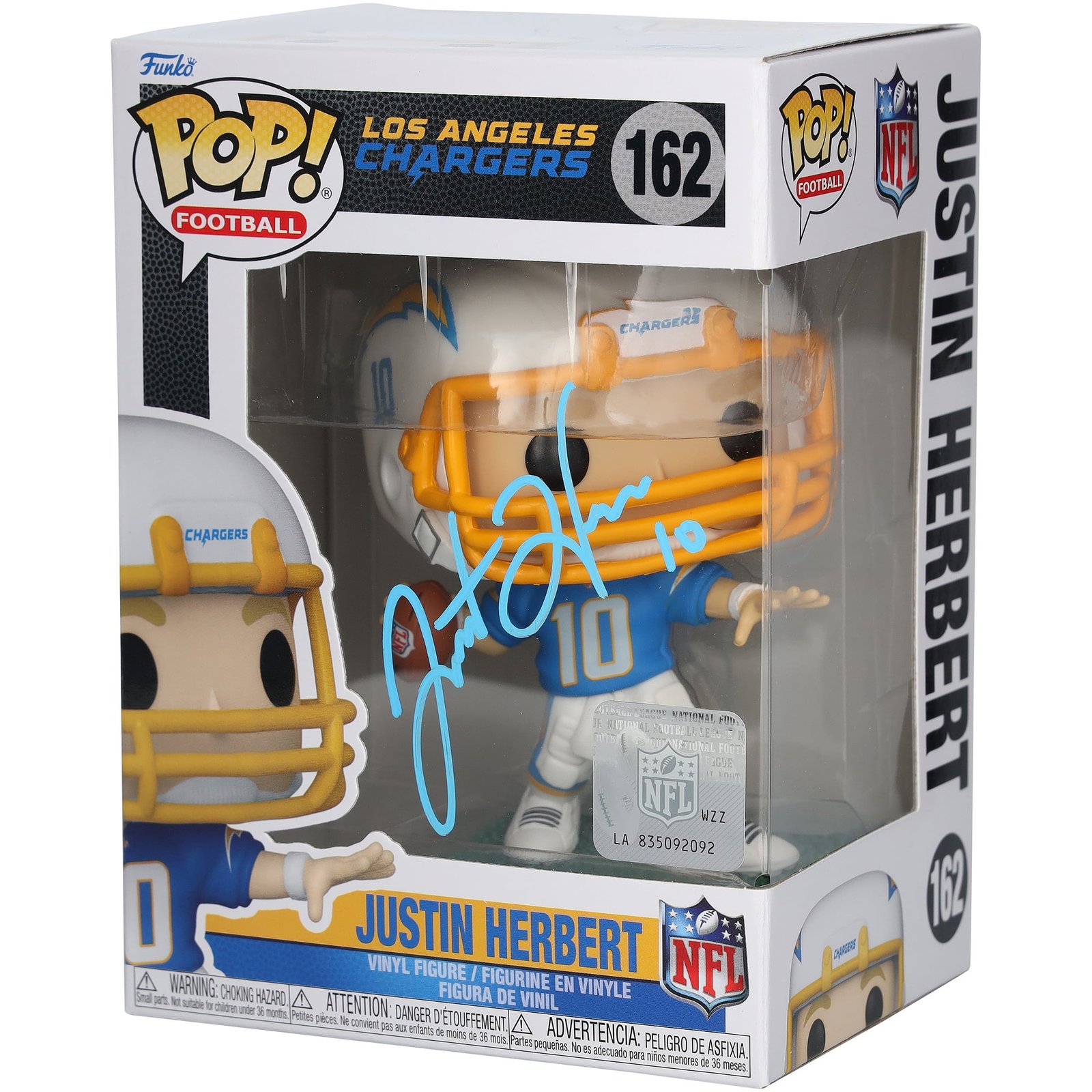 Justin Herbert Los Angeles Chargers Autographed Home Uniform Funk Pop! Figurine