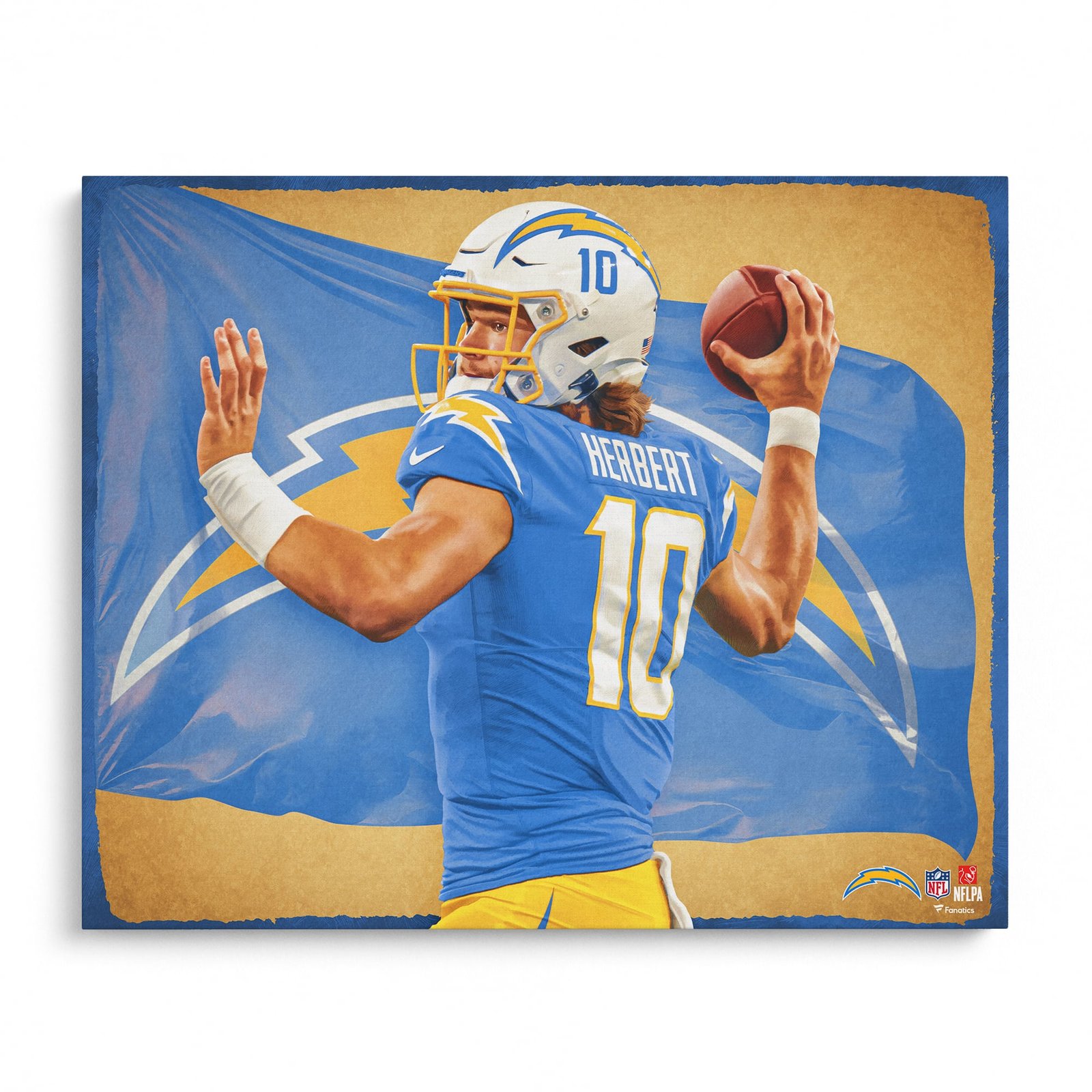 Justin Herbert Los Angeles Chargers Unsigned 16″ x 20″ Photo Print – Designed by Artist Brian Konnick