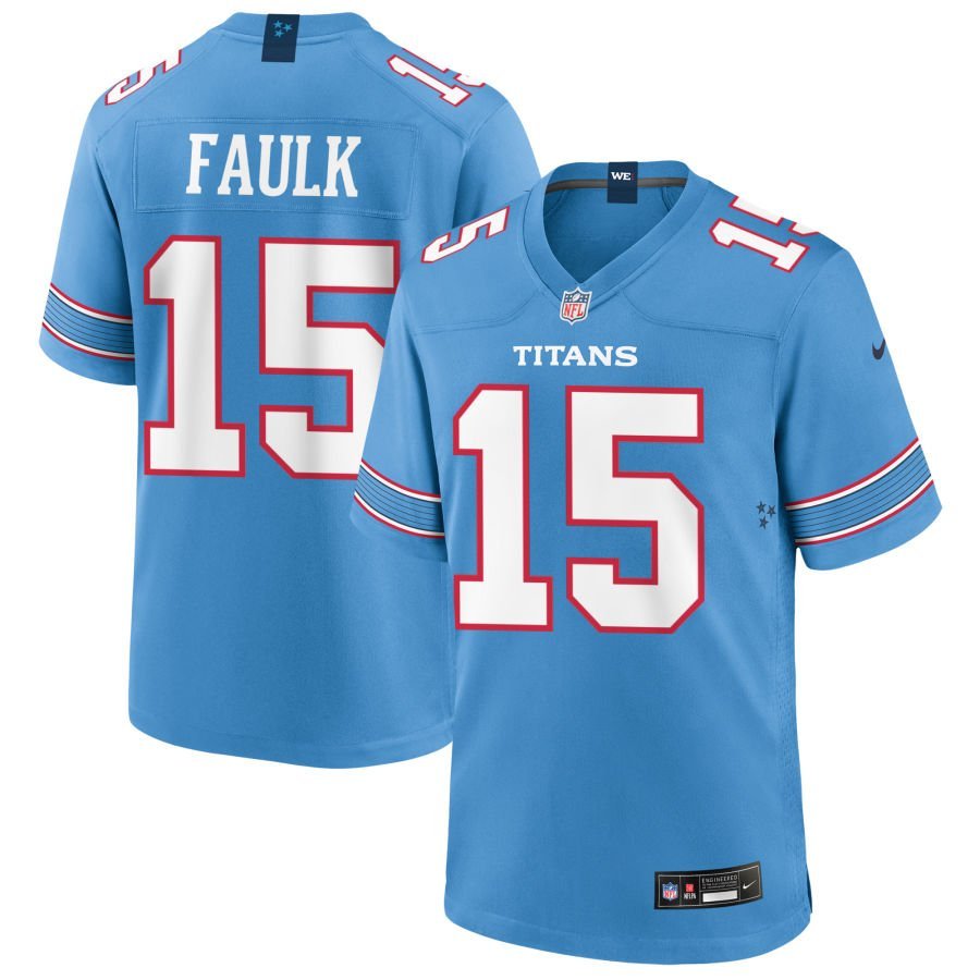 Keldric Faulk Men’s Nike Light Blue Tennessee Titans Game Custom Jersey