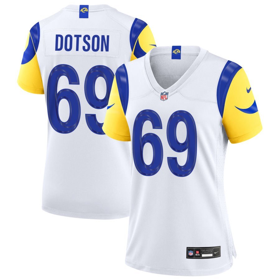 Kevin Dotson Women’s Nike White Los Angeles Rams Custom Game Jersey