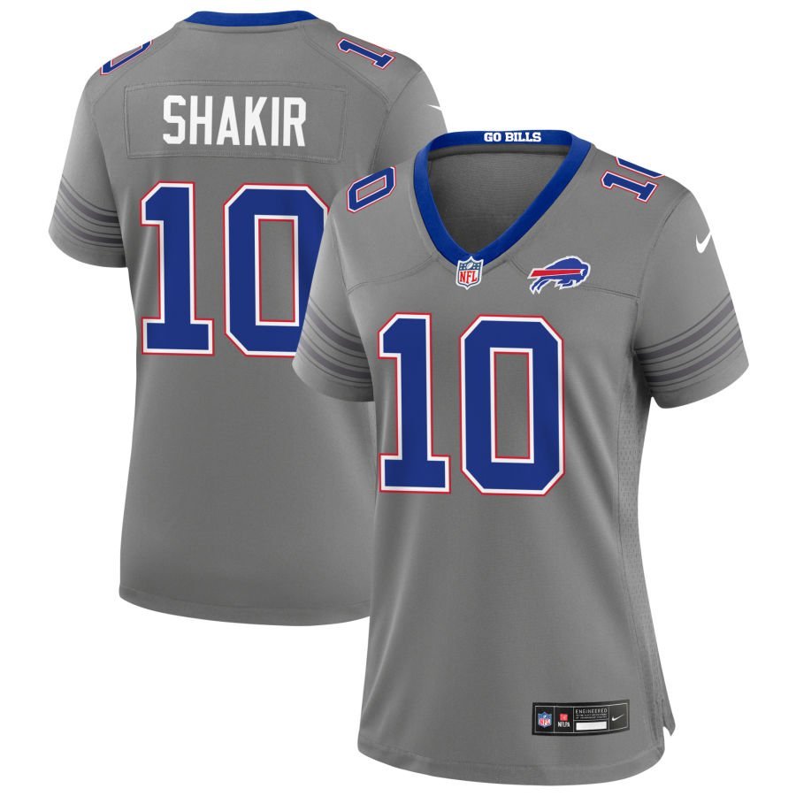 Khalil Shakir Women’s Nike Gray Buffalo Bills Nickel City Custom Game Jersey