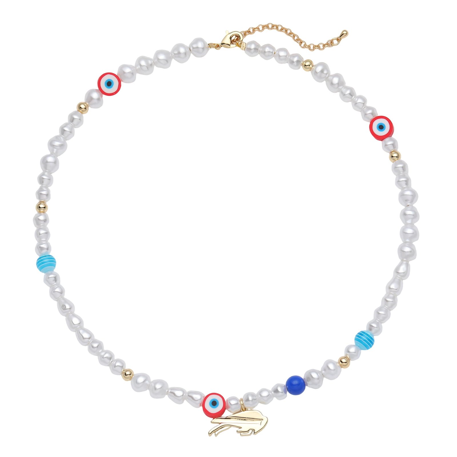 LUV AJ Buffalo Bills Pearl Bead Logo Necklace