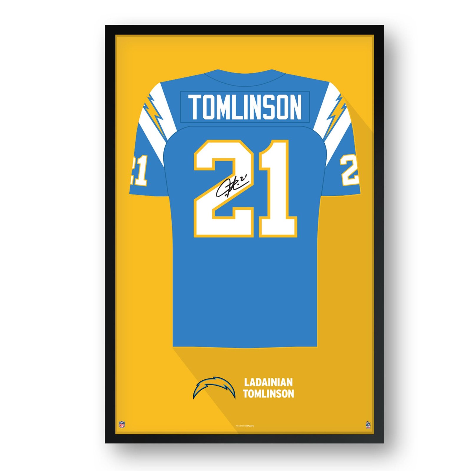 LaDainian Tomlinson Los Angeles Chargers Framed 27″ x 39″ Retired Jersey Art Print