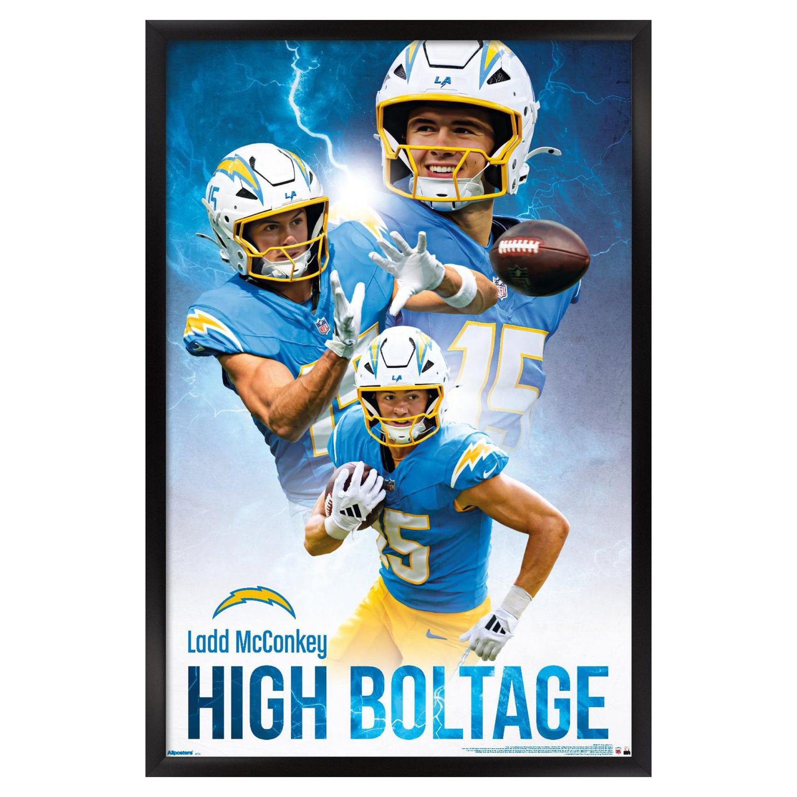 Ladd McConkey Los Angeles Chargers 23″ x 34″ Framed Player Poster