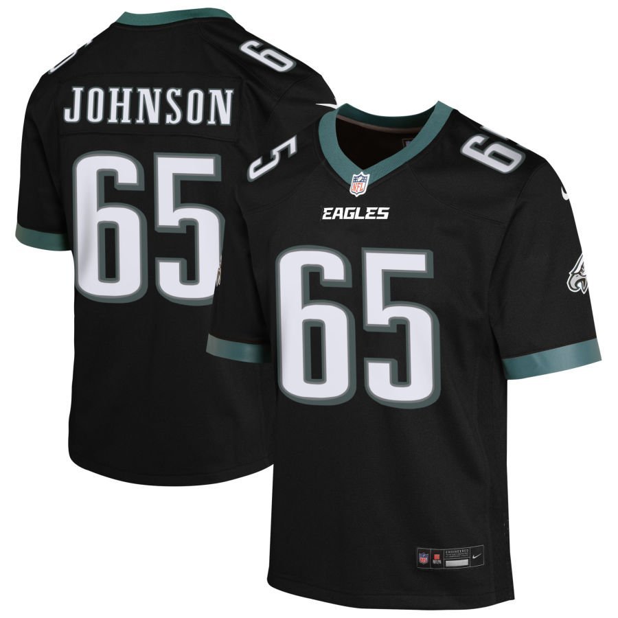 Lane Johnson Youth Nike Black Philadelphia Eagles Alternate Custom Game Jersey