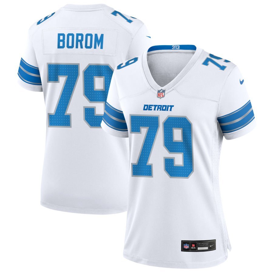 Larry Borom Women’s Nike White Detroit Lions Custom Game Jersey