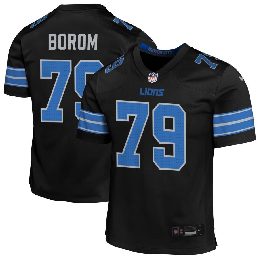 Larry Borom Youth Nike Black Detroit Lions Alternate Custom Game Jersey