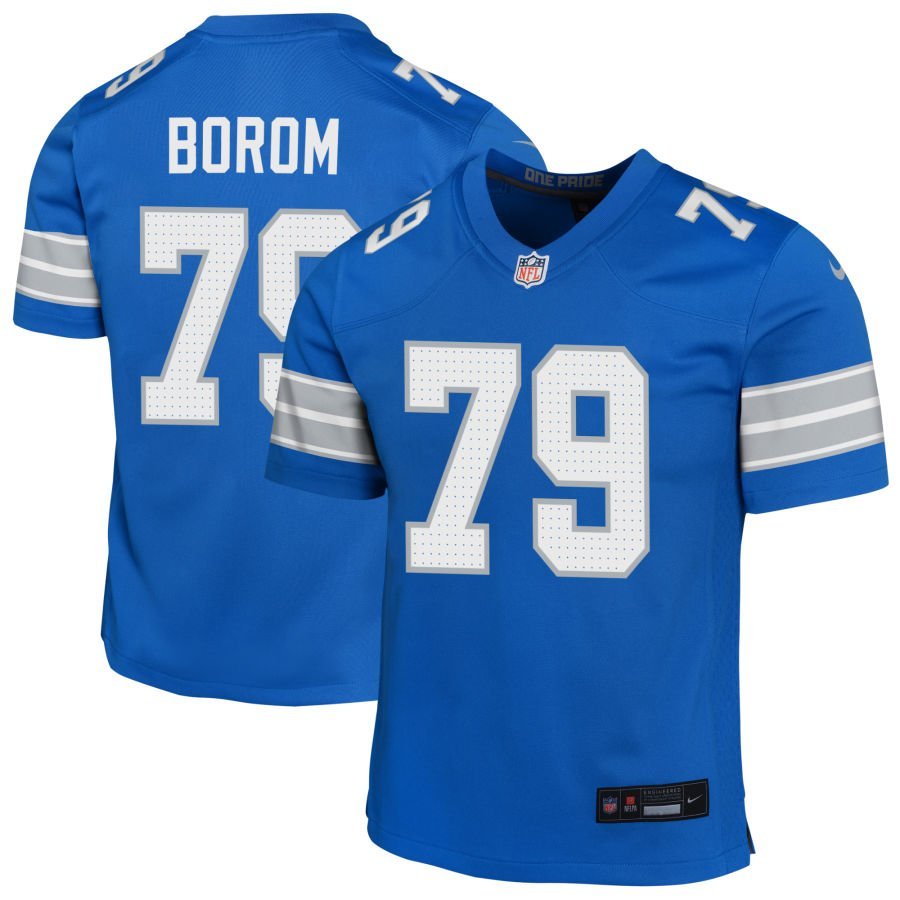 Larry Borom Youth Nike Blue Detroit Lions Custom Game Jersey