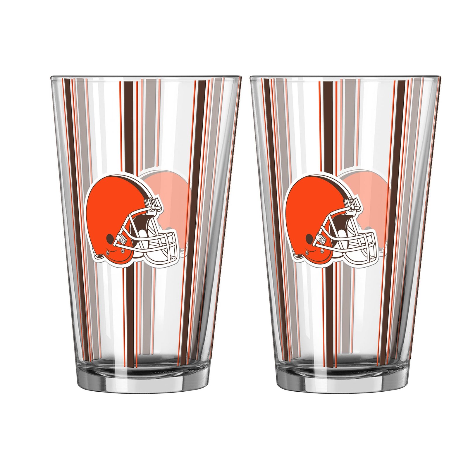 Logo Brands Cleveland Browns Two-Piece 16oz. Striped Pint Glass Set