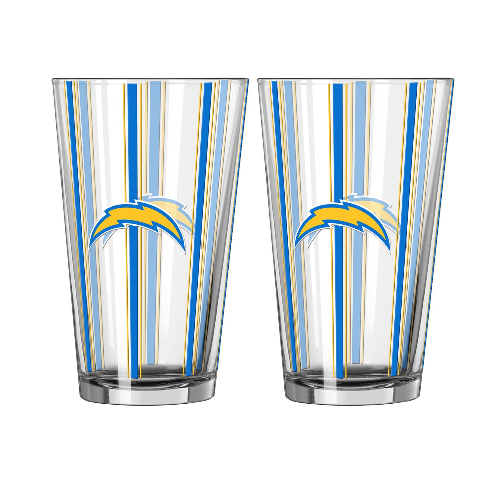 Logo Brands Los Angeles Chargers Two-Piece 16oz. Striped Pint Glass Set