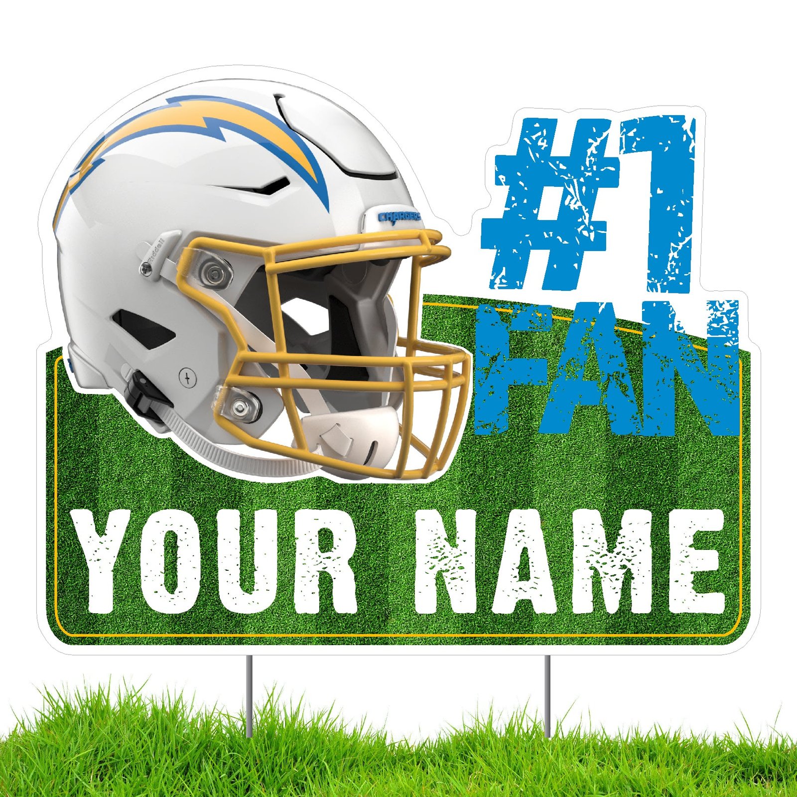 Los Angeles Chargers #1 Fan Personalized Lawn Sign