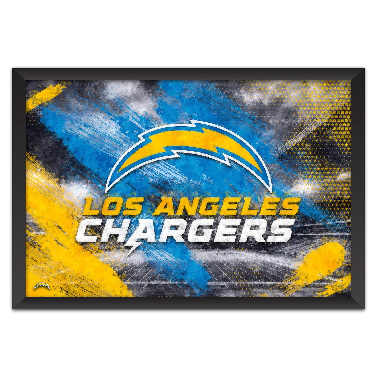 Los Angeles Chargers 14″ x 20″ Brush Stroke Logo Framed Art Print