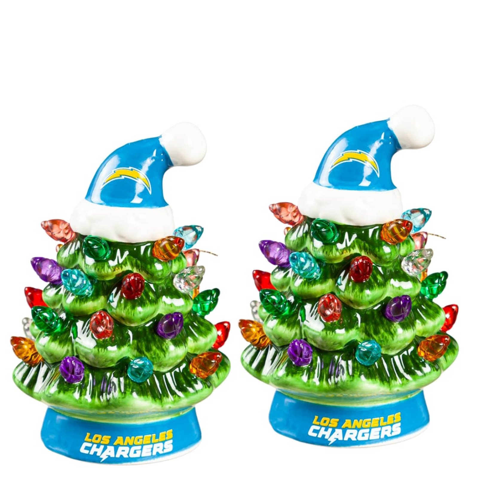 Los Angeles Chargers 2-Pack 4″ Ceramic LED Christmas Tree Set