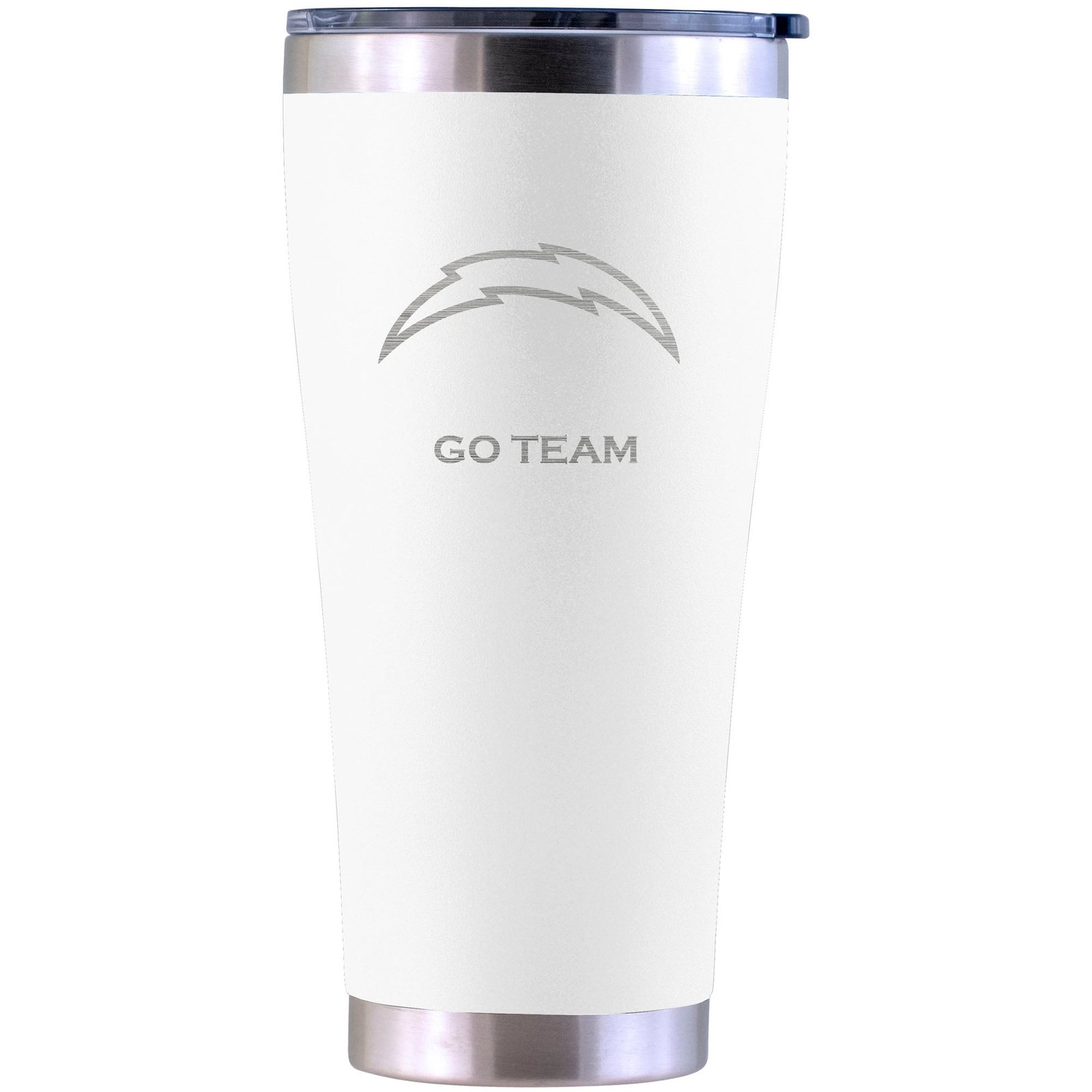 Los Angeles Chargers Personalized 30oz. Laser Etched White Tumbler