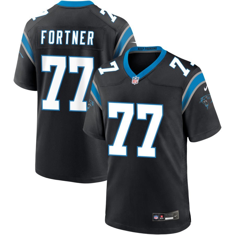 Luke Fortner Men’s Nike Black Carolina Panthers Custom Game Jersey