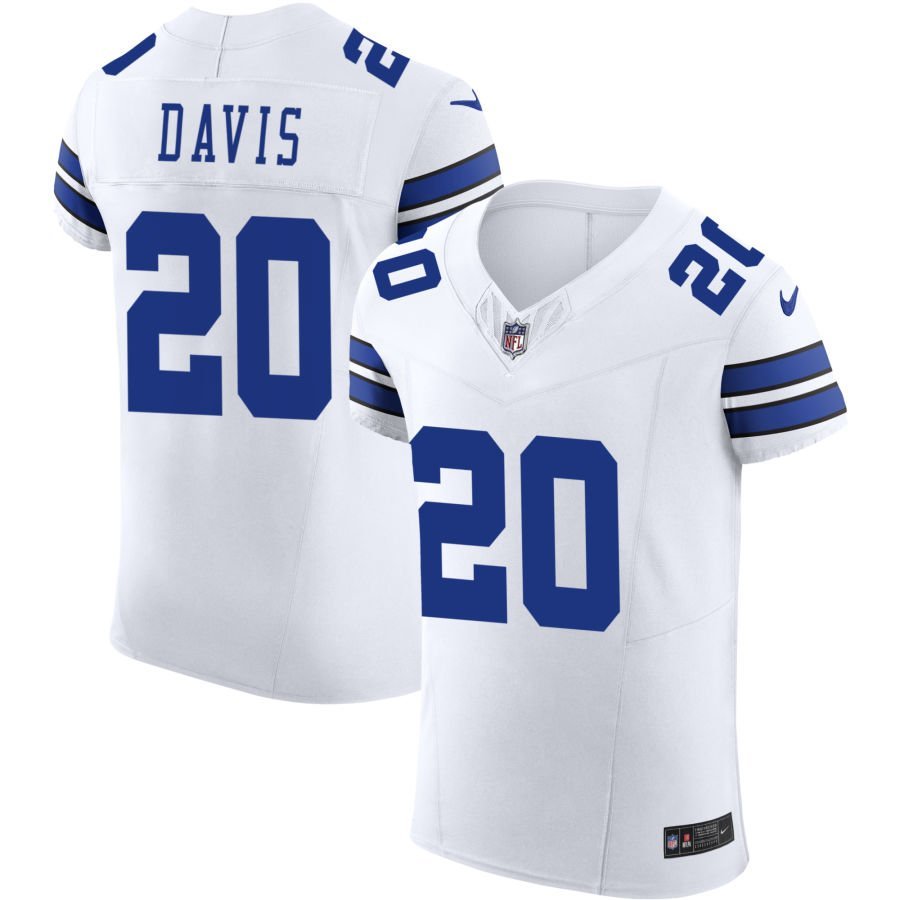 Malik Davis Men’s Nike White Dallas Cowboys Vapor F.U.S.E. Elite Custom Jersey