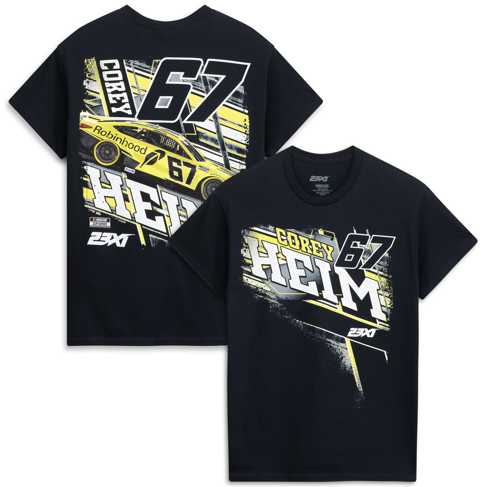 Men’s 23XI Racing Black Corey Heim #67 Robinhood T-Shirt