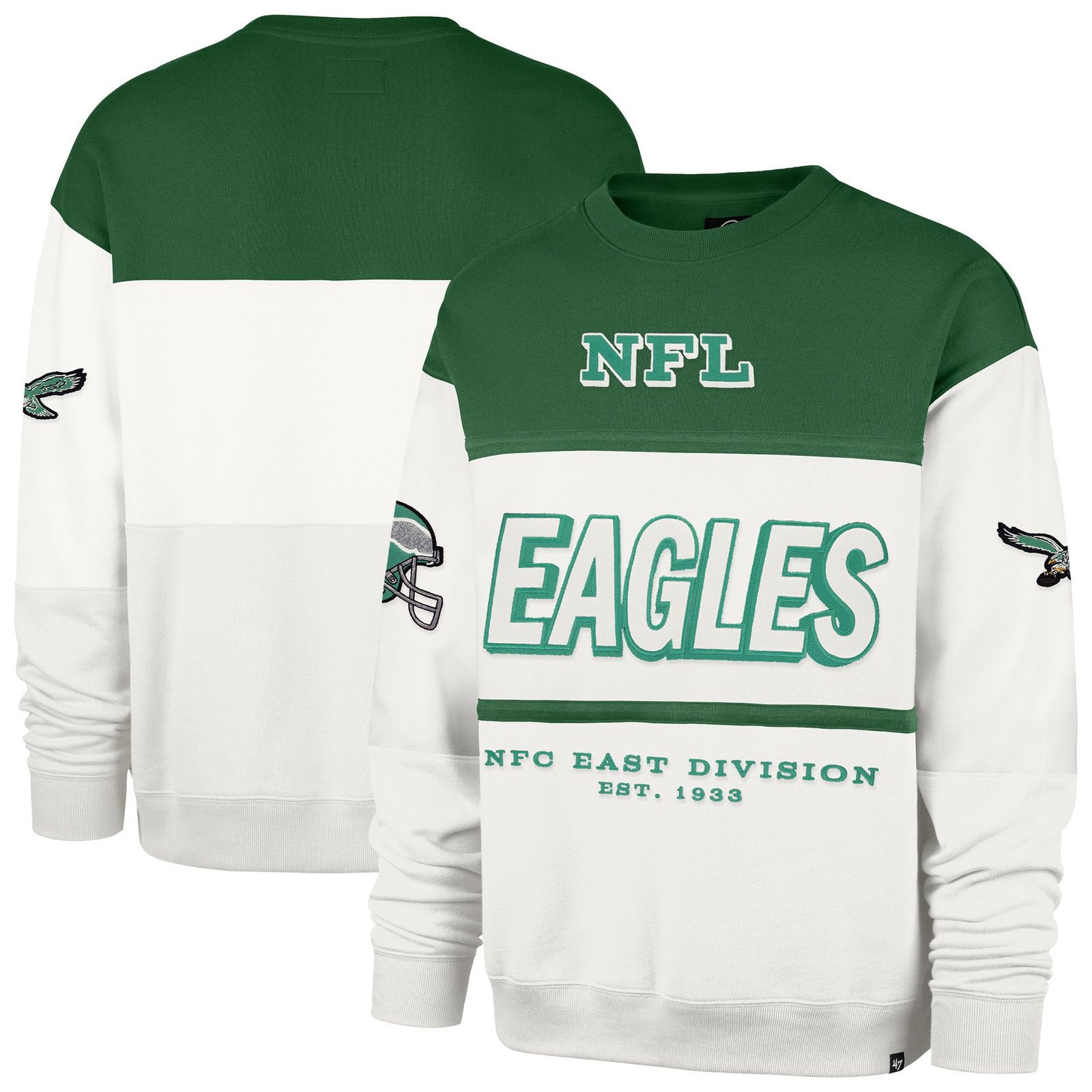 Men’s ’47 Kelly Green/Cream Philadelphia Eagles Throwback Breeze Maximalist Sweatshirt