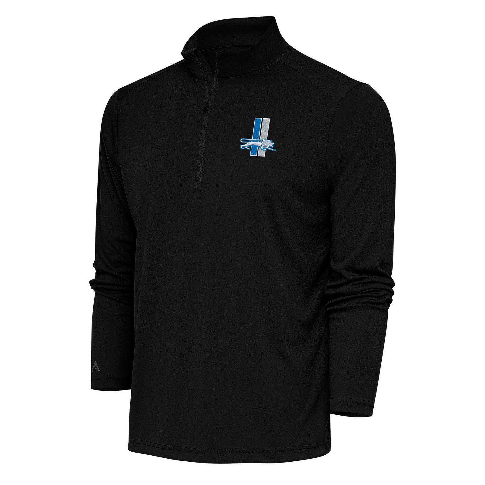 Men’s Antigua Black Detroit Lions Team Logo Throwback Tribute Quarter-Zip Pullover Top