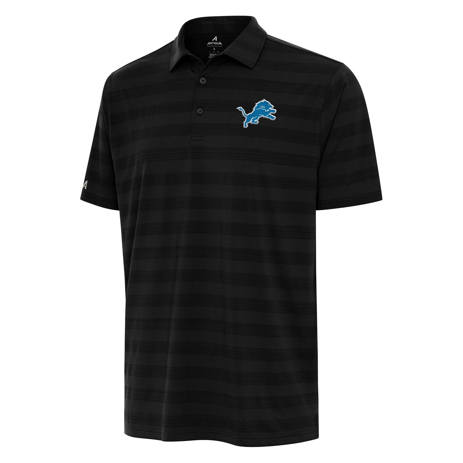 Men’s Antigua Black Detroit Lions Tunnel Polo