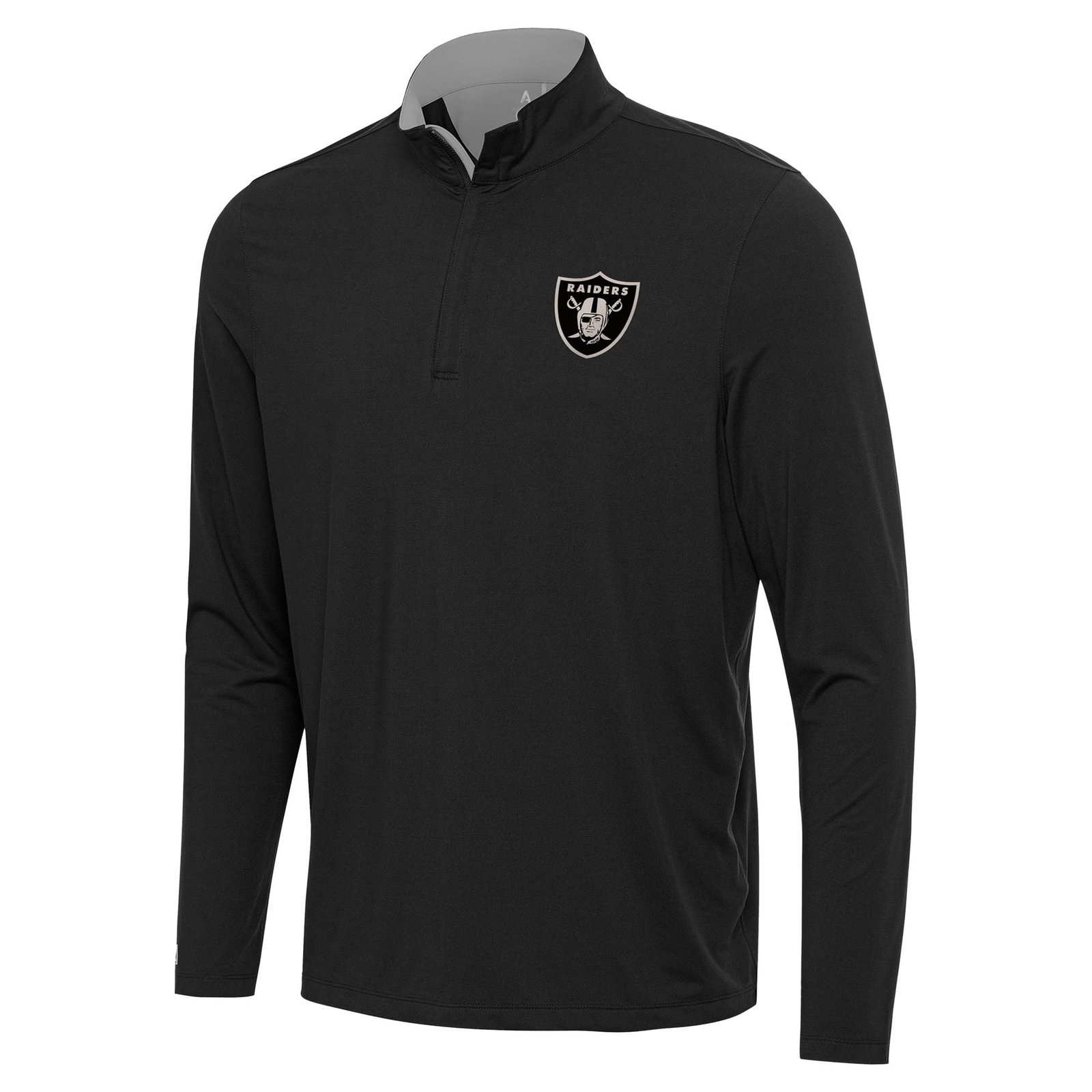 Men’s Antigua Black Las Vegas Raiders Content Quarter-Zip Pullover Top