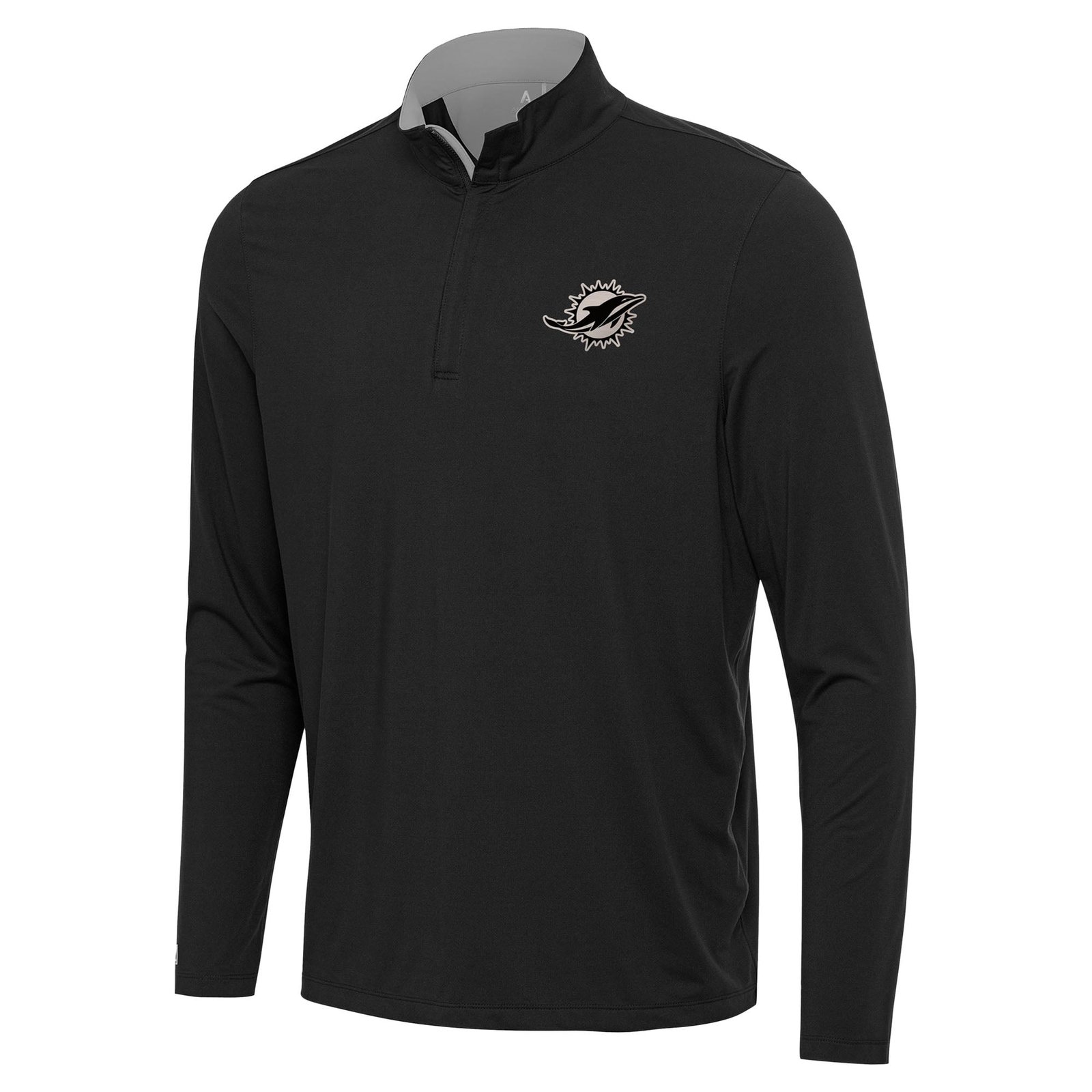 Men’s Antigua Black Miami Dolphins Content Quarter-Zip Pullover Top