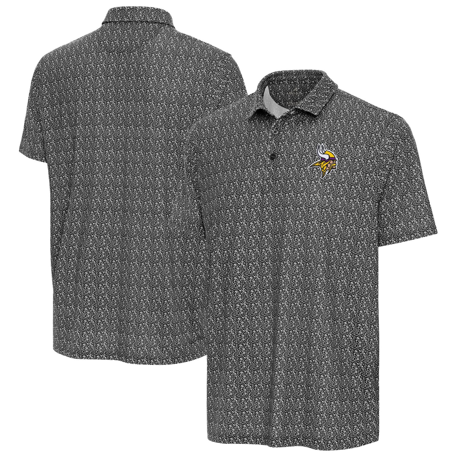 Men’s Antigua Black Minnesota Vikings Botanic Polo