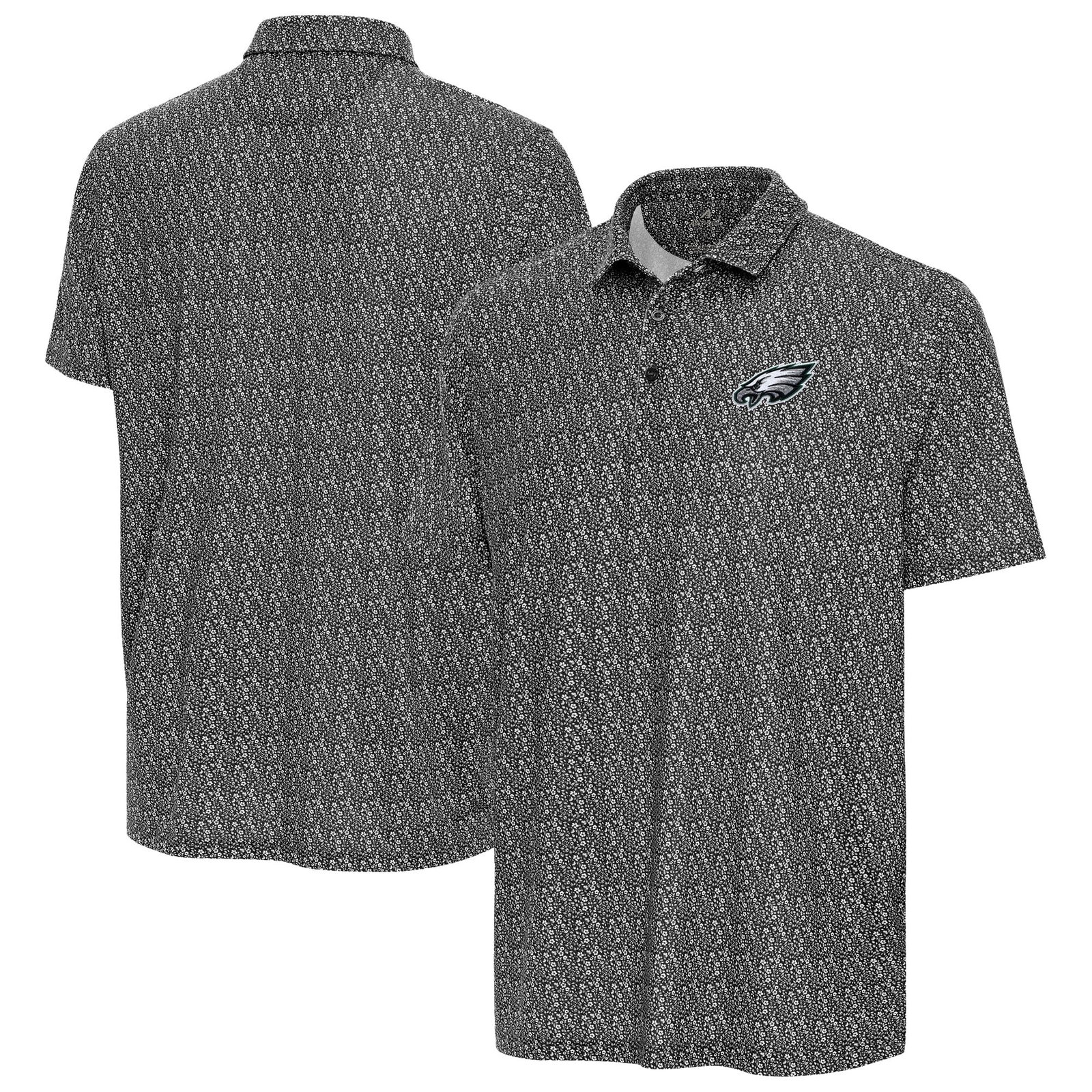 Men’s Antigua Black Philadelphia Eagles Botanic Polo