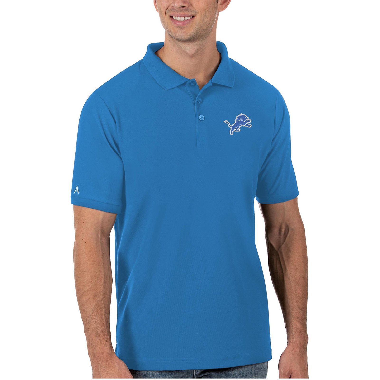 Men’s Antigua Blue Detroit Lions Legacy Pique Polo Men’s Antigua Blue Detroit Lions Legacy Pique Polo