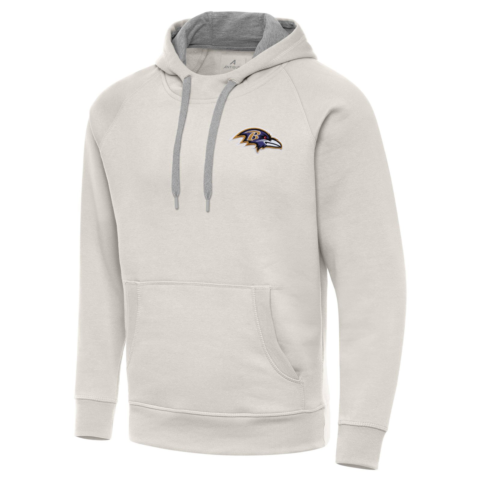 Men’s Antigua Cream Baltimore Ravens Victory Raglan Pullover Hoodie